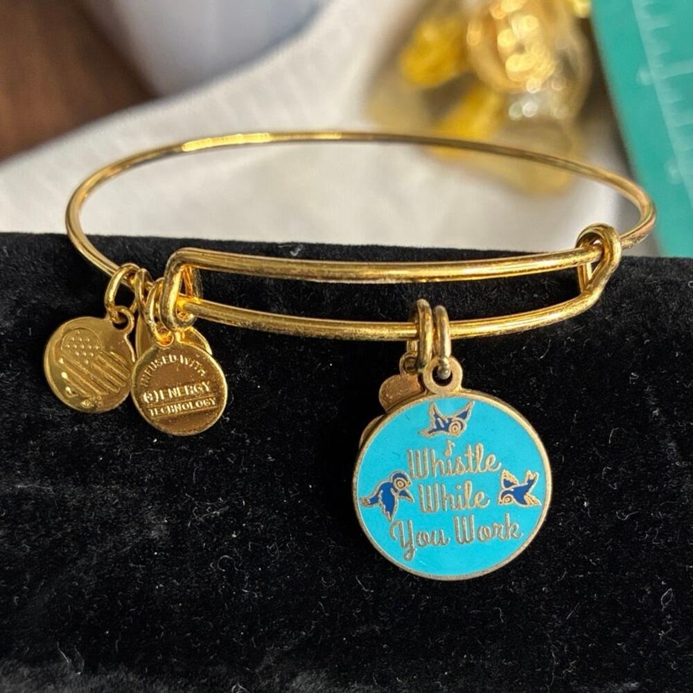 Disney Parks Alex and Ani Snow White Whistle While You Work Bangle Gold